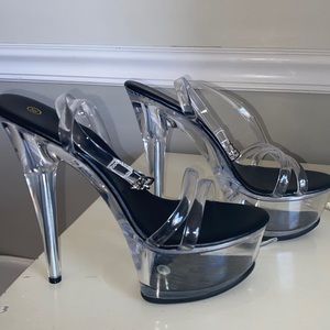Clear platform heels